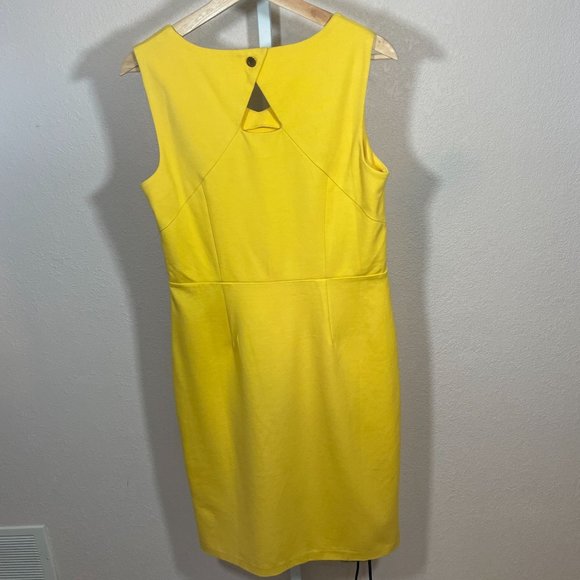 Talbots Yellow Sleeveless Sheath Dress Knee Length V Neck Cutout Detail NWT Size - Picture 2 of 11